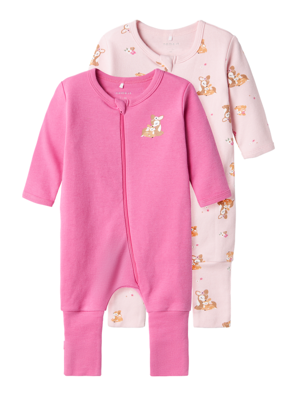 NBFNIGHTSUIT 2P ZIP FF ROSE DEER  IBIS ROSE - Name It