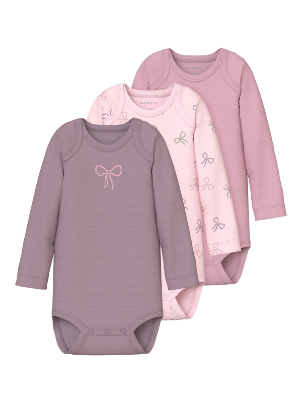 NBFBODY 3P LS BARELY PINK BOW  Barely Pink - Name It