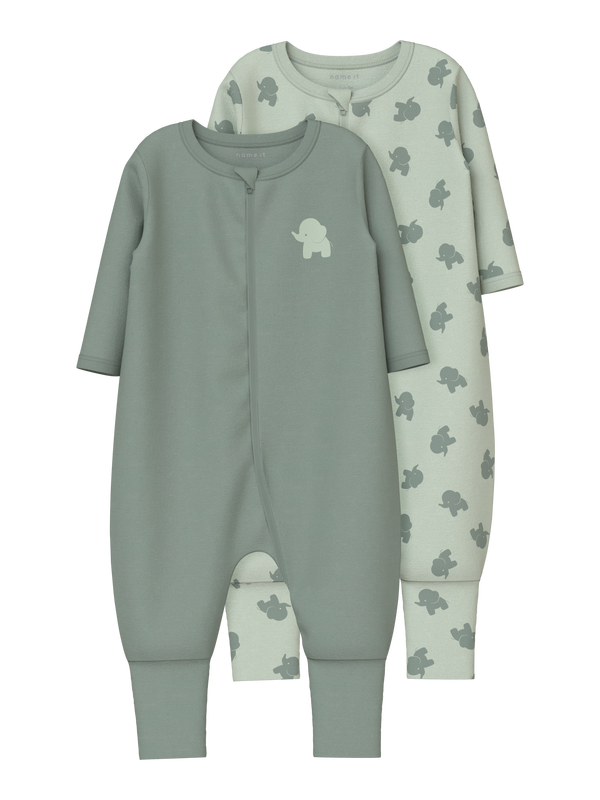 NBMNIGHTSUIT 2P ZIP FF SEA ELEPHANT  Sea Foam - Name It