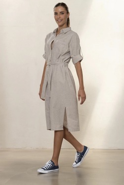 Blue Dixi Cotton/Linen Dress  - Blue Sportswear
