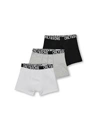 OSJFITZ BOLD LOGO BOXER 3 PK WHITE/BLACK/GREY - Only and sons