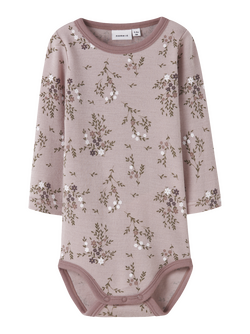 NBFWILLOW WOOL LS BODY Shadow Gray Long flower - Name It