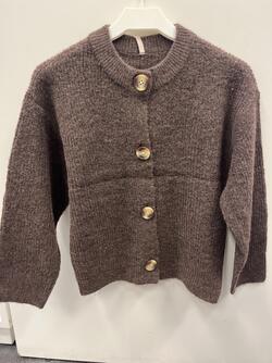 KOGCAMILLA O-NECK L/S CARDIGAN KNT Black Coffee Melange - Kids Only 