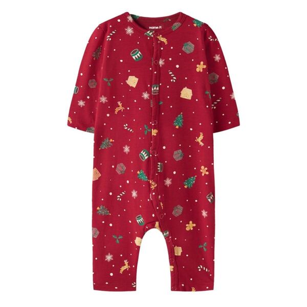 NBNVISMAS LS NIGHTSUIT Jester Red Xmas AOP Red - Name It