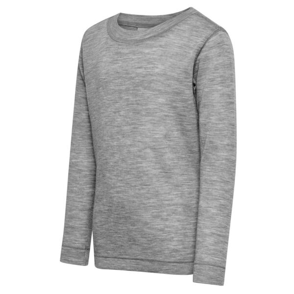 hml JR WOOL RIB T-SHIRT LS GREY MELANGE - Hummel