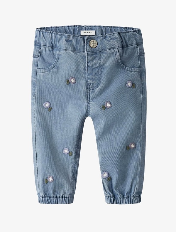 NBFROSE SHAPED R EMB JEANS  Denim Blue FLOWER EMB - Name It