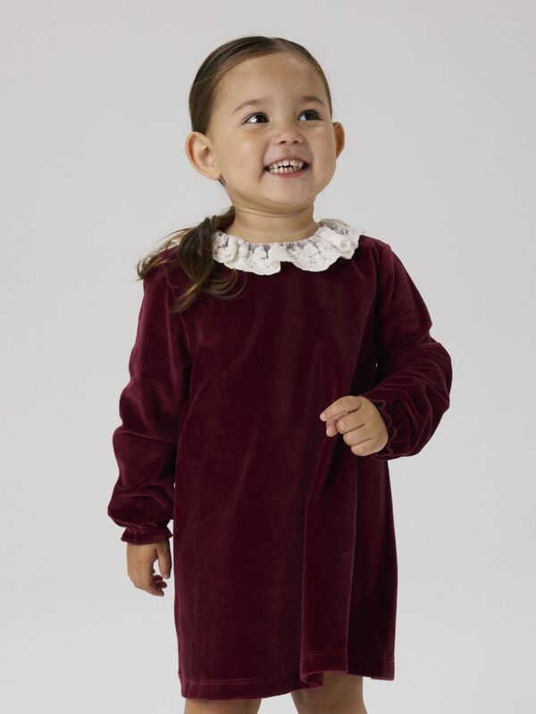 NBFROXY LS VEL DRESS BURGUNDY - Name It