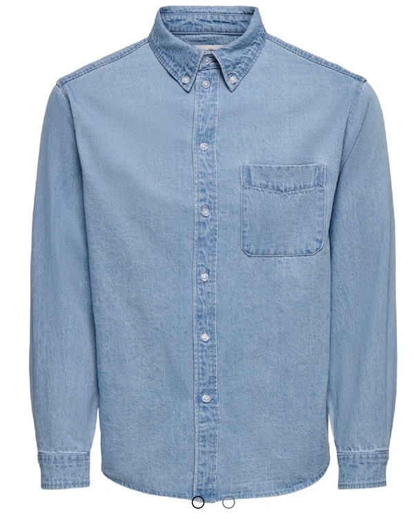 OSJORSON REGULAR DENIM SHIRT LIGHT BLUE DENIM - Only and sons