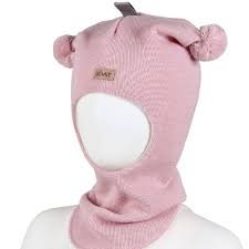 Kivat Balaklava i ull med skinnlapp DUSTY ROSE - Kivat