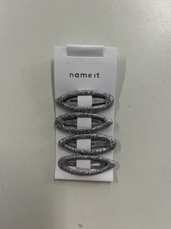 NKFACC-RILLA  4P GLITTER SMALL HAIRCLIPS Silver Colour - Name It