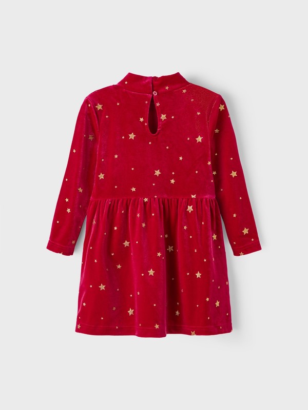 NMFRALVET LS VELOUR DRESS Jester Red - Name It