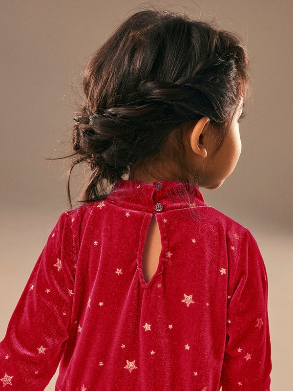 NMFRALVET LS VELOUR DRESS Jester Red - Name It