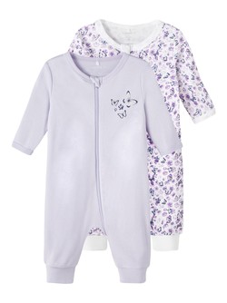 NBFNIGHTSUIT 2PK ZIP PURPLE FLOWER Purple Heather - Name It