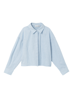 NKFFALINNEN LS LOOSE SHORT SHIRT Chambray Blue - Name It