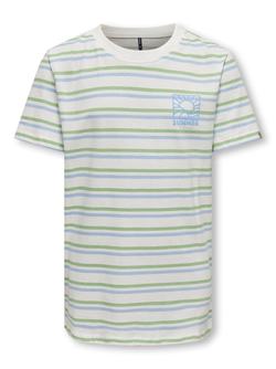 KOBAUGUST S/S STRIPE TEE JRS Cloud Dancer Summer - Kids Only 