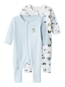 NBMNIGHTSUIT 2P ZIP  ELEPHANT  Baby Blue - Name It