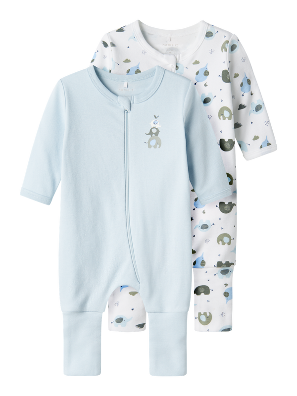 NBMNIGHTSUIT 2P ZIP  ELEPHANT  Baby Blue - Name It