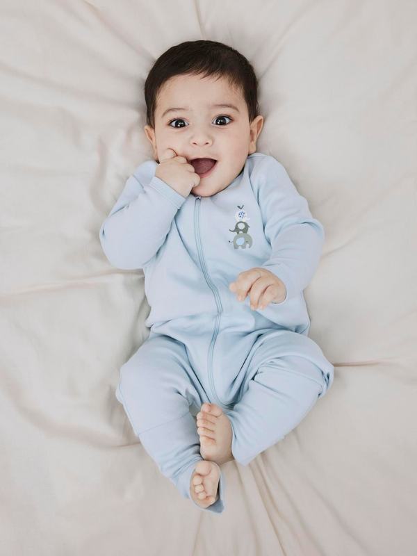 NBMNIGHTSUIT 2P ZIP  ELEPHANT  Baby Blue - Name It