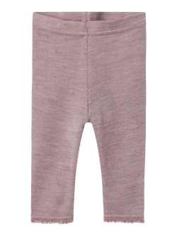 NBFWANG WOOL NEEDLE LEGGING SOLID NOOS Purple Dove - Name It