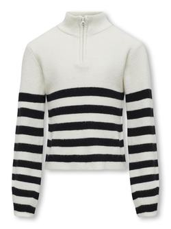 KOGFRANCA HALF ZIP L/S STRIPE KNT NOOS Cloud Dancer Black - Name It