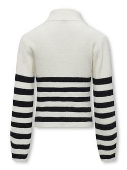 KOGFRANCA HALF ZIP L/S STRIPE KNT NOOS Cloud Dancer Black - Name It