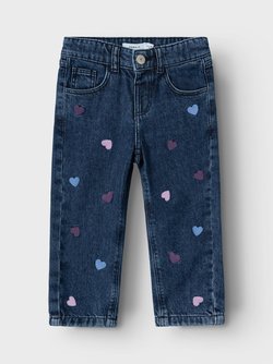 NMFBELLA MOM JEANS 3110- HEART Dark Blue Denim HEART EMBROIDERY - Name It