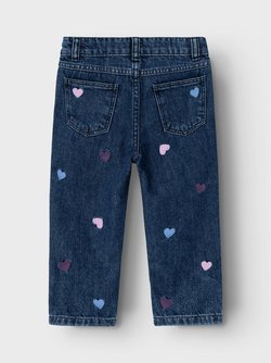 NMFBELLA MOM JEANS 3110- HEART Dark Blue Denim HEART EMBROIDERY - Name It