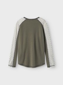 NKMWILLTO WOOL LS TOP Mulled Basil AOP - Name It