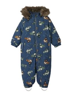 NMMSNOW10 SUIT AOP FO NOOS Dark Denim TRACTOR - Name It