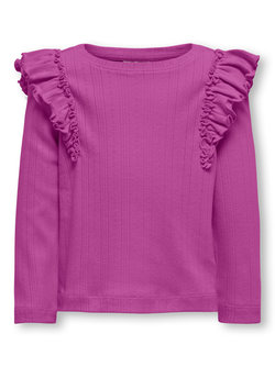 KMGALICE LIFE L/S O-NECK FRILL TOP JRS Cattleya Orchid - Kids Only 