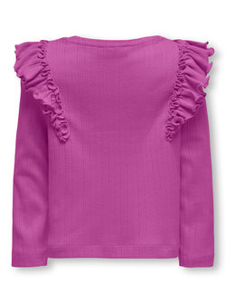 KMGALICE LIFE L/S O-NECK FRILL TOP JRS Cattleya Orchid - Kids Only 