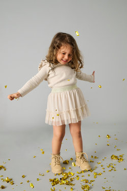 KMGADALINE GOLD DOT TULLE SKIRT JRS Silver Gray Gold Dots - Kids Only 