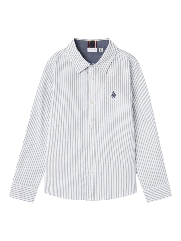NMMREKID SHIRT Bright White THIN STRIPE - FLINT STONE - Name It