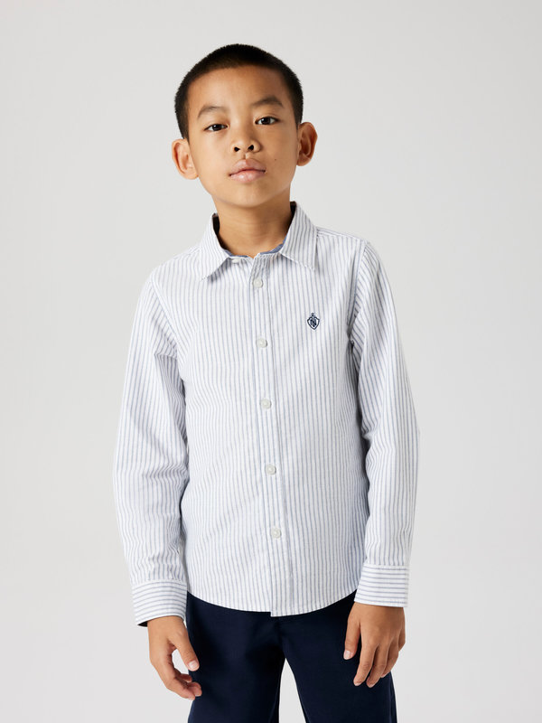 NMMREKID SHIRT Bright White THIN STRIPE - FLINT STONE - Name It