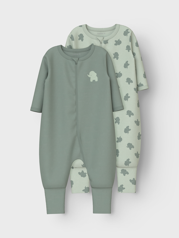 NBMNIGHTSUIT 2P ZIP FF SEA ELEPHANT  Sea Foam - Name It