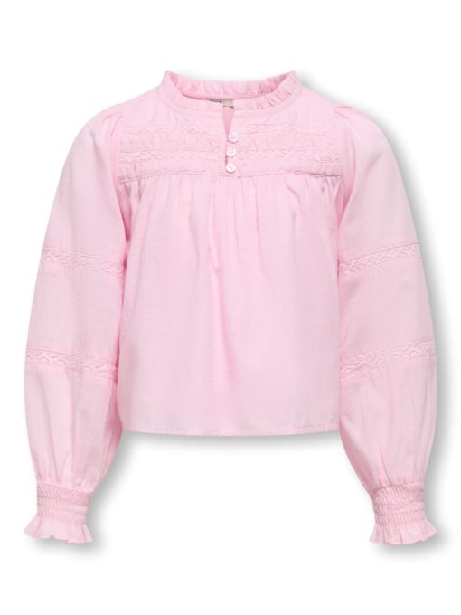 KOGESTHER L/S LADDER TAPE TOP WVN Roseate spoonbill - Kids Only 
