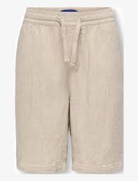 0sjtel visc lin shorts Oatmeal - Only and sons