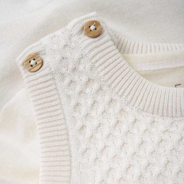 FIXONI SETT STRIKKEROMPER OG BODY Eggnog - Fixoni