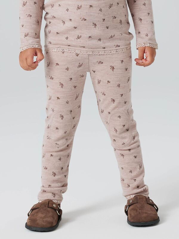NKFWANG WOOL NEEDLE LEGGING Shadow Gray Small flowers - Name It